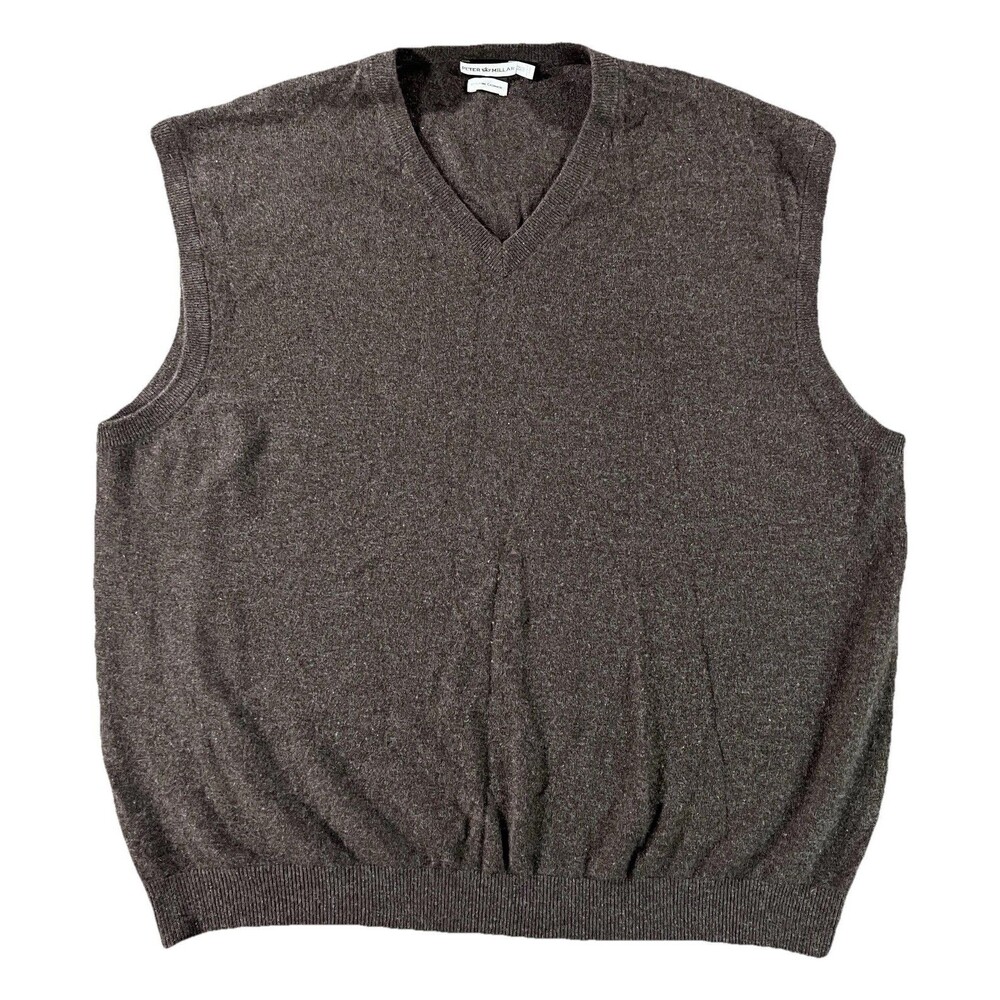 Peter Millar Men’s Brown 100% Cashmere V-Neck Sweater Vest Size 2XB